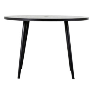 Lenexa Round Outdoor Mosaic Wooden Dining Table In Charcoal