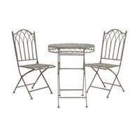 Wrought Iron Feminine Bistro Set – Grey