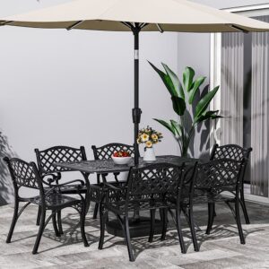 7Pcs Garden Dining Table and Chairs Set with Cushions