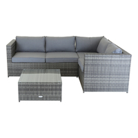Charles Bentley Rattan Corner Sofa & Coffee Table – Grey