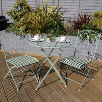 Charles Bentley Wrought Iron Bistro Set – Sage Green