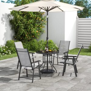 4-Seater Garden Dining Sets Tempered Glass Table and 4 Chairs