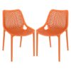 Aultas Outdoor Orange Stacking Dining Chairs In Pair
