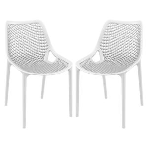 Aultas Outdoor White Stacking Dining Chairs In Pair