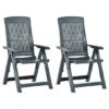 Derik Outdoor Green Plastic Reclining Chairs In Pair