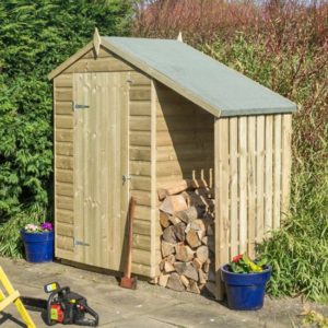Outlane Wooden 4×3 Garden Shed With Lean To In Natural Timber