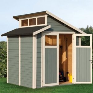 Saham Wooden 7×7 Shed In Painted Light Grey