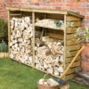 Stanin Large Wooden Log Store With Shelf In Natural Timer