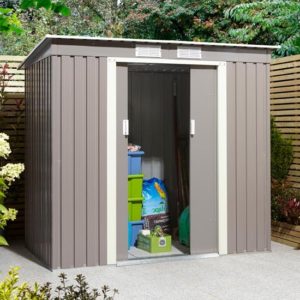 Thorpe Metal 6×4 Pent Shed In Light Grey