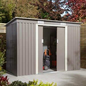 Thorpe Metal 8×4 Pent Shed In Light Grey