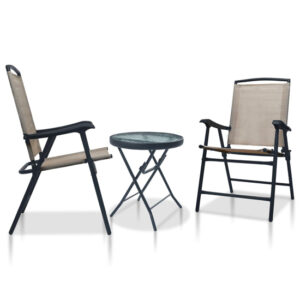 Urbana Glass And Steel 3 Piece Bistro Set In Taupe