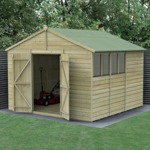 10′ x 10′ Forest Beckwood 25yr Guarantee Shiplap Pressure Treated Double Door Apex Wooden Shed (3.21m x 3.01m)