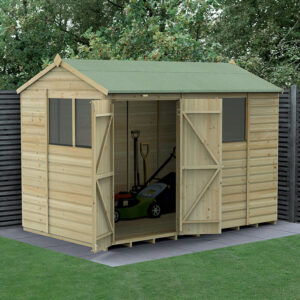 10′ x 6′ Forest Beckwood 25yr Guarantee Shiplap Pressure Treated Double Door Reverse Apex Wooden Shed (3.01m x 1.99m)