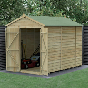10′ x 6′ Forest Beckwood 25yr Guarantee Shiplap Pressure Treated Windowless Double Door Apex Wooden Shed (3.01m x 1.99m)