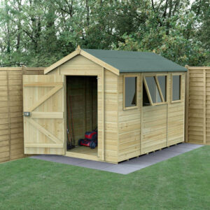 10′ x 6′ Forest Timberdale 25yr Guarantee Tongue & Groove Pressure Treated Apex Shed – 4 Windows (3.06m x 1.98m)