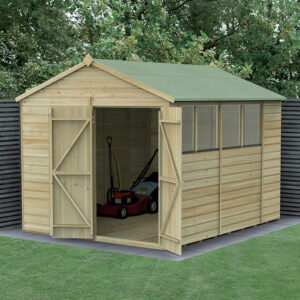 10′ x 8′ Forest Beckwood 25yr Guarantee Shiplap Pressure Treated Double Door Apex Wooden Shed (3.01m x 2.61m)