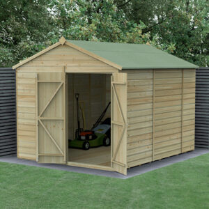10′ x 8′ Forest Beckwood 25yr Guarantee Shiplap Pressure Treated Windowless Double Door Apex Wooden Shed (3.01m x 2.61m)