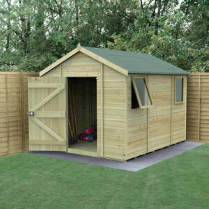 10′ x 8′ Forest Timberdale 25yr Guarantee Tongue & Groove Pressure Treated Apex Shed (3.06m x 2.52m)