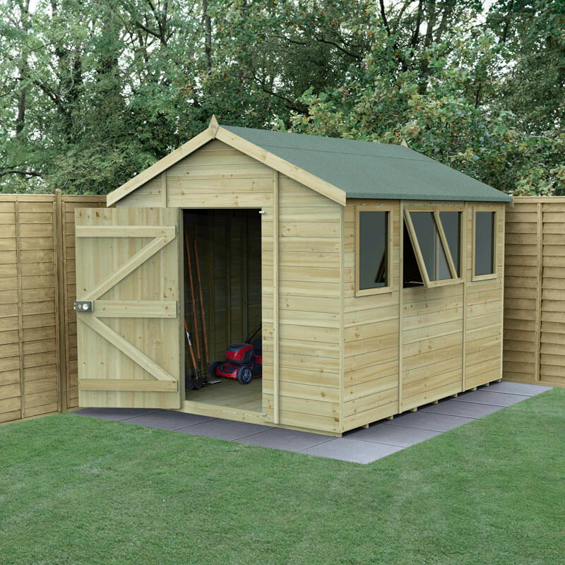 10' x 8' Forest Timberdale 25yr Guarantee Tongue & Groove Pressure Treated Apex Shed - 4 Windows (3.06m x 2.52m)