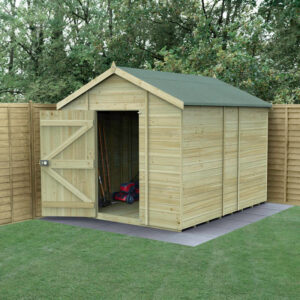 10′ x 8′ Forest Timberdale 25yr Guarantee Tongue & Groove Pressure Treated Windowless Apex Shed (3.06m x 2.52m)