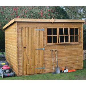 10′ x 8′ Traditional Heavy Duty Shiplap Pent Wooden Shed (3.05m x 2.44m)