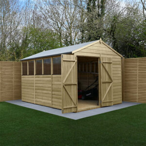 12′ x 8′ Forest Beckwood 25yr Guarantee Shiplap Pressure Treated Double Door Apex Wooden Shed (3.6m x 2.61m)