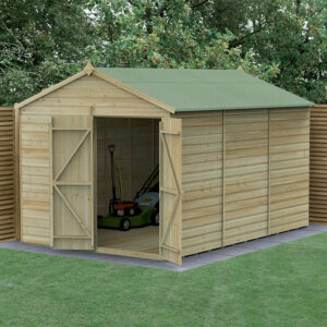 12′ x 8′ Forest Beckwood 25yr Guarantee Shiplap Pressure Treated Windowless Double Door Apex Wooden Shed (3.6m x 2.61m)