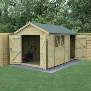12′ x 8′ Forest Timberdale 25yr Guarantee Tongue & Groove Pressure Treated Double Door Combination Apex Shed (3.65m x 2.52m)