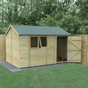 12′ x 8′ Forest Timberdale 25yr Guarantee Tongue & Groove Pressure Treated Reverse Apex Shed (3.65m x 2.52m)