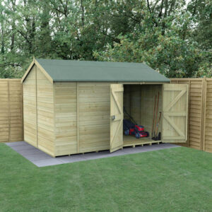 12′ x 8′ Forest Timberdale 25yr Guarantee Tongue & Groove Pressure Treated Windowless Double Door Reverse Apex Shed (3.65m x 2.52m)