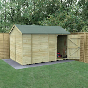 12′ x 8′ Forest Timberdale 25yr Guarantee Tongue & Groove Pressure Treated Windowless Reverse Apex Shed (3.65m x 2.52m)