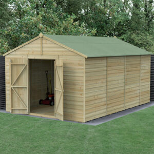 15′ x 10′ Forest Beckwood 25yr Guarantee Shiplap Pressure Treated Windowless Double Door Apex Wooden Shed (4.48m x 3.21m)