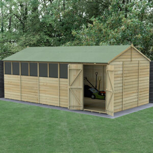 20′ x 10′ Forest Beckwood 25yr Guarantee Shiplap Pressure Treated Double Door Reverse Apex Wooden Shed (5.96m x 3.21m)