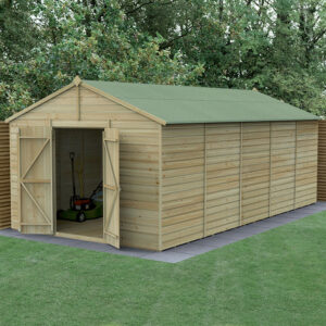 20′ x 10′ Forest Beckwood 25yr Guarantee Shiplap Pressure Treated Windowless Double Door Apex Wooden Shed (5.96m x 3.21m)