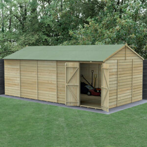 20′ x 10′ Forest Beckwood 25yr Guarantee Shiplap Pressure Treated Windowless Double Door Reverse Apex Wooden Shed (5.96m x 3.21m)