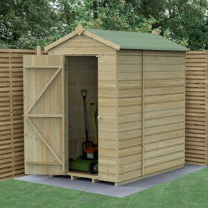 6′ x 4′ Forest Beckwood 25yr Guarantee Shiplap Pressure Treated Windowless Apex Wooden Shed (1.88m x 1.34m)