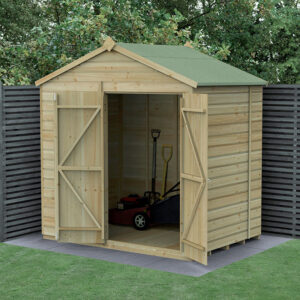 7′ x 5′ Forest Beckwood 25yr Guarantee Shiplap Pressure Treated Windowless Double Door Apex Wooden Shed (2.28m x 1.53m)