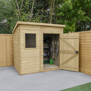 7′ x 5′ Forest Timberdale 25yr Guarantee Tongue & Groove Pressure Treated Pent Shed (2.24m x 1.7m)