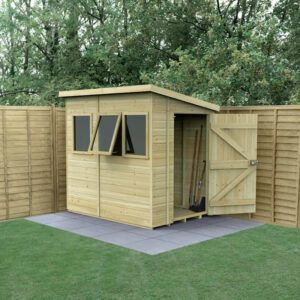 7′ x 5′ Forest Timberdale 25yr Guarantee Tongue & Groove Pressure Treated Pent Shed – 3 Windows (2.24m x 1.70m)