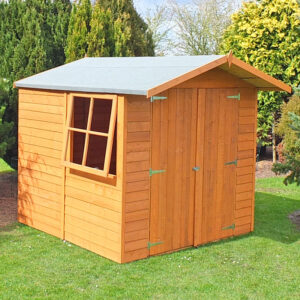 7′ x 7′ Shire Overlap Double Door Wooden Garden Shed with Opening Window (2.2m x 2.33m)