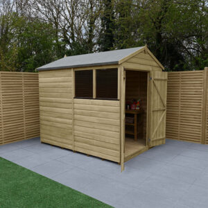 8′ x 6′ Forest Beckwood 25yr Guarantee Shiplap Pressure Treated Double Door Apex Wooden Shed (2.42m x 1.99m)