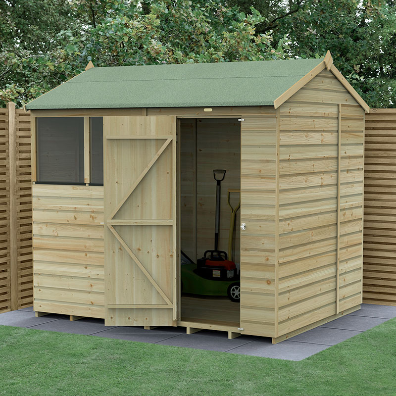 8' x 6' Forest Beckwood 25yr Guarantee Shiplap Pressure Treated Reverse Apex Wooden Shed (2.42m x 1.99m)