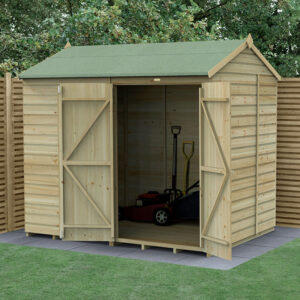 8′ x 6′ Forest Beckwood 25yr Guarantee Shiplap Pressure Treated Windowless Double Door Reverse Apex Wooden Shed (2.42m x 1.99m)