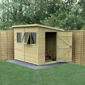 8′ x 6′ Forest Timberdale 25yr Guarantee Tongue & Groove Pressure Treated Pent Shed – 3 Windows (2.5m x 2m)