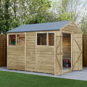 10′ x 6′ Forest 4Life 25yr Guarantee Overlap Pressure Treated Double Door Apex Wooden Shed (3.01m x 1.99m)