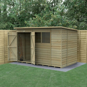10′ x 6′ Forest 4Life 25yr Guarantee Overlap Pressure Treated Double Door Pent Wooden Shed (3.11m x 2.04m)