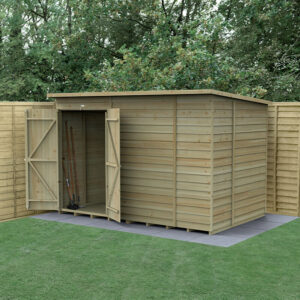 10′ x 6′ Forest 4Life 25yr Guarantee Overlap Pressure Treated Windowless Double Door Pent Wooden Shed (3.11m x 2.04m)