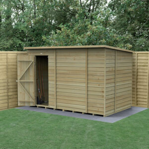 10′ x 6′ Forest 4Life 25yr Guarantee Overlap Pressure Treated Windowless Pent Wooden Shed (3.11m x 2.05m)