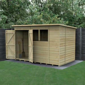 10′ x 6′ Forest Beckwood 25yr Guarantee Shiplap Pressure Treated Double Door Pent Wooden Shed (3.11m x 2.05m)