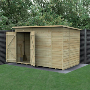 10′ x 6′ Forest Beckwood 25yr Guarantee Shiplap Pressure Treated Windowless Double Door Pent Wooden Shed (3.11m x 2.05m)